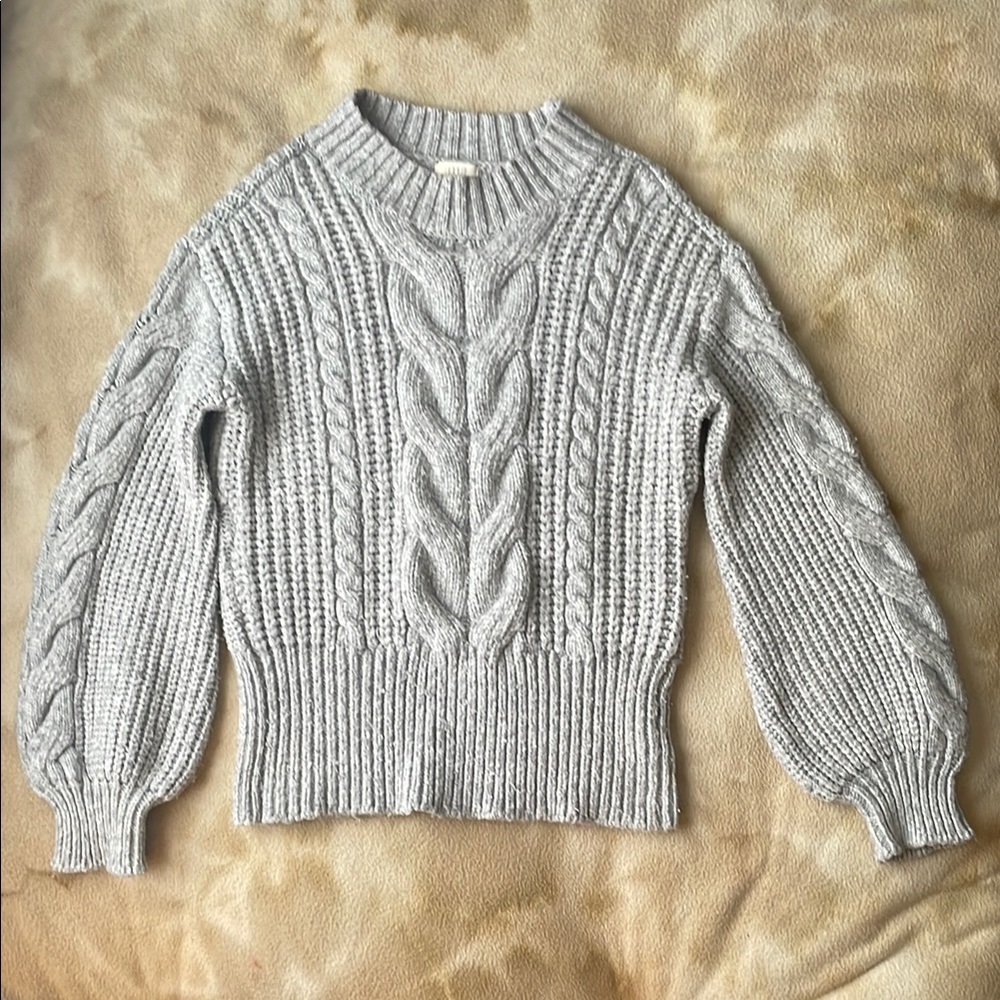 Cozy Gray Cable Knit Sweater